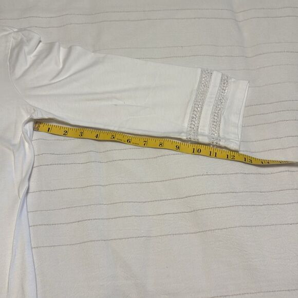 Karen Scott White 3/4 Sleeve Blouse with Striped Details - Picture 3 of 7